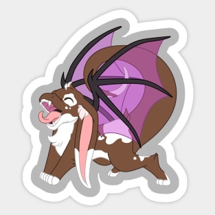 Happy yawning bunny dragon brown with spots Sticker